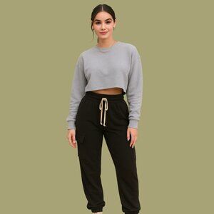 Theo & Spence Black Cargo Jogger Sweatpants | Women’s Size M